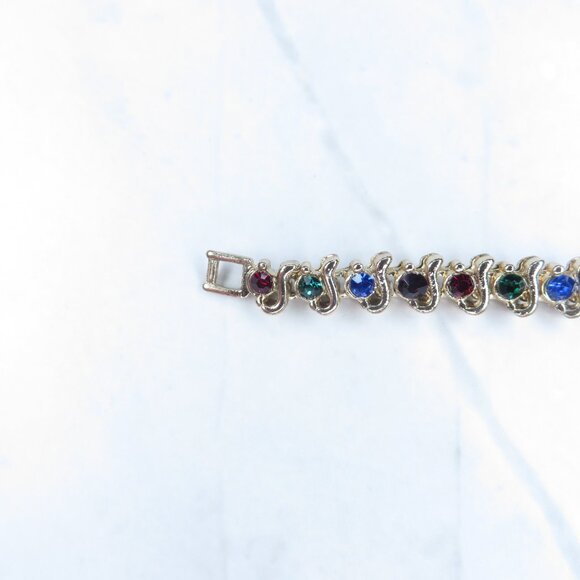 Multicolor Stones on a Gold Tone Bracelet - Picture 4 of 12